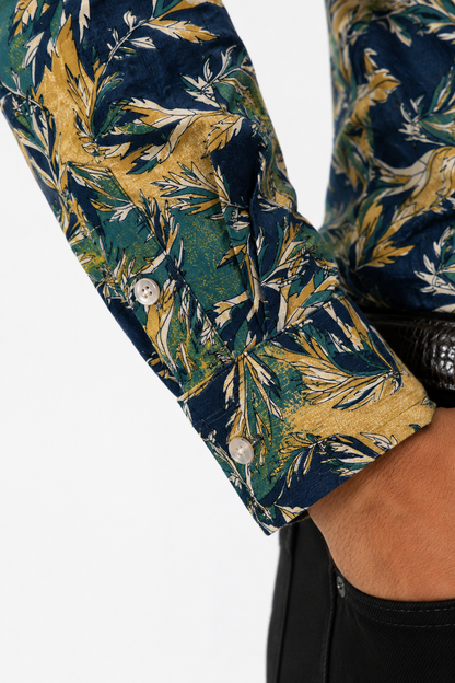 Men’s Printed Long Sleeve Button Up Everglade