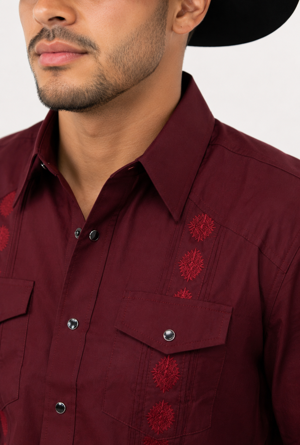 Men’s AW Short Sleeve Button Up “Burgendy Red”