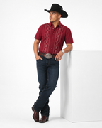 Men’s AW Short Sleeve Button Up “Burgundy Gold”