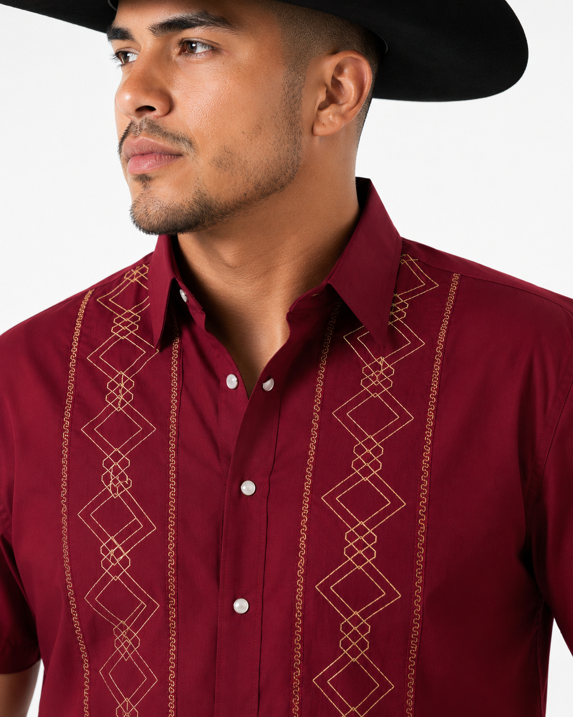 Men’s AW Short Sleeve Button Up “Burgundy Gold”