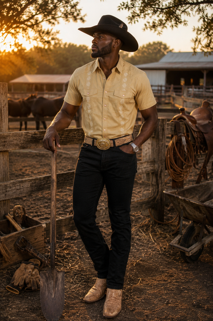 Men’s AW Short Sleeve Button Up “Khaki”