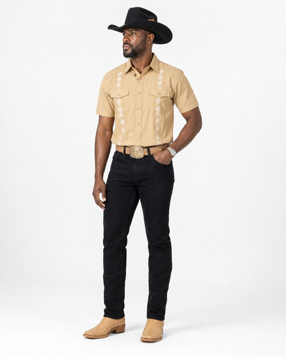 Men’s AW Short Sleeve Button Up “Khaki”