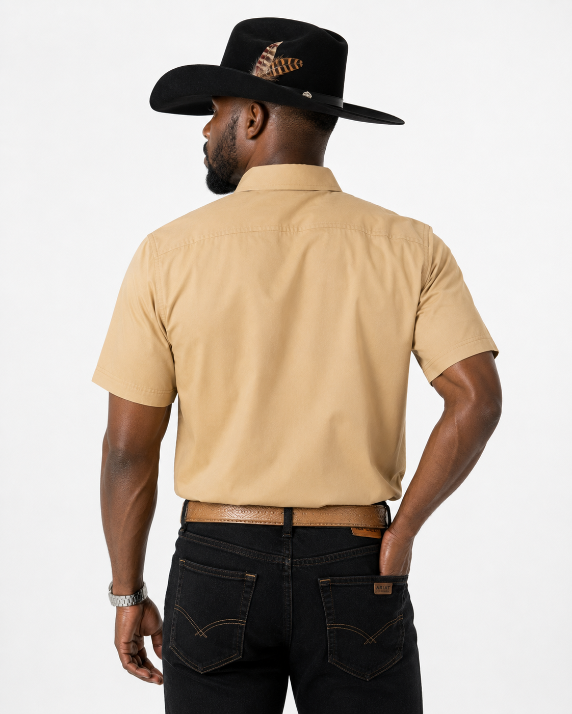 Men’s AW Short Sleeve Button Up “Khaki”