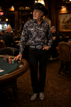 Men’s Rangers Long Sleeve Button Up “Cement Floral”