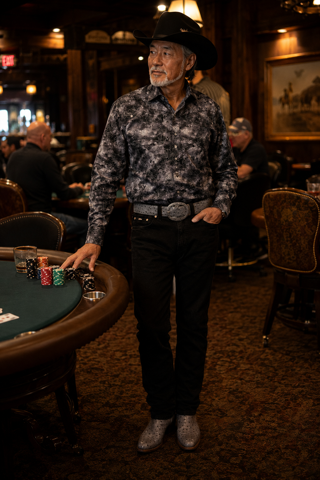 Men’s Rangers Long Sleeve Button Up “Cement Floral”