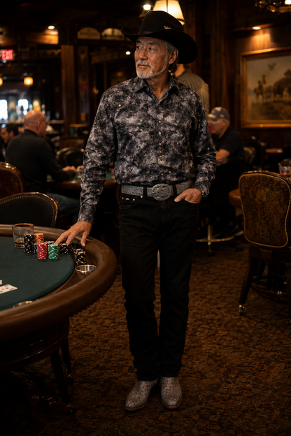 Men’s Rangers Long Sleeve Button Up “Cement Floral”