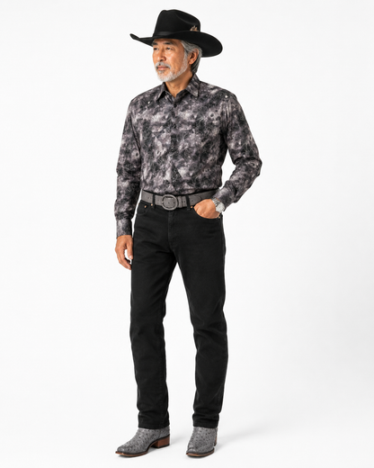Men’s Rangers Long Sleeve Button Up “Cement Floral”