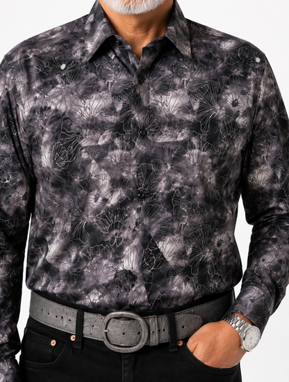 Men’s Rangers Long Sleeve Button Up “Cement Floral”