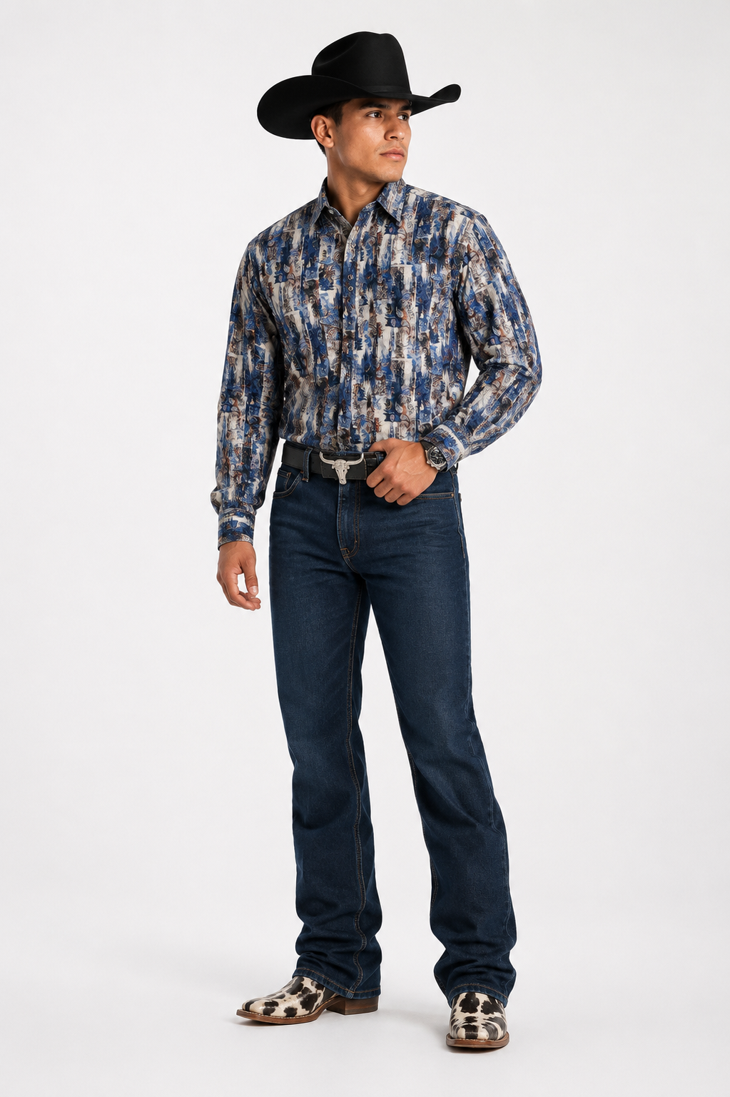 Men’s Rangers Long Sleeve Button Up “Blue Graphite”