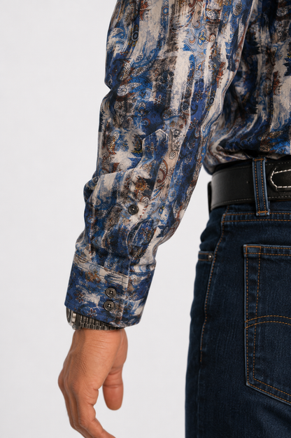 Men’s Rangers Long Sleeve Button Up “Blue Graphite”