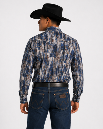Men’s Rangers Long Sleeve Button Up “Blue Graphite”