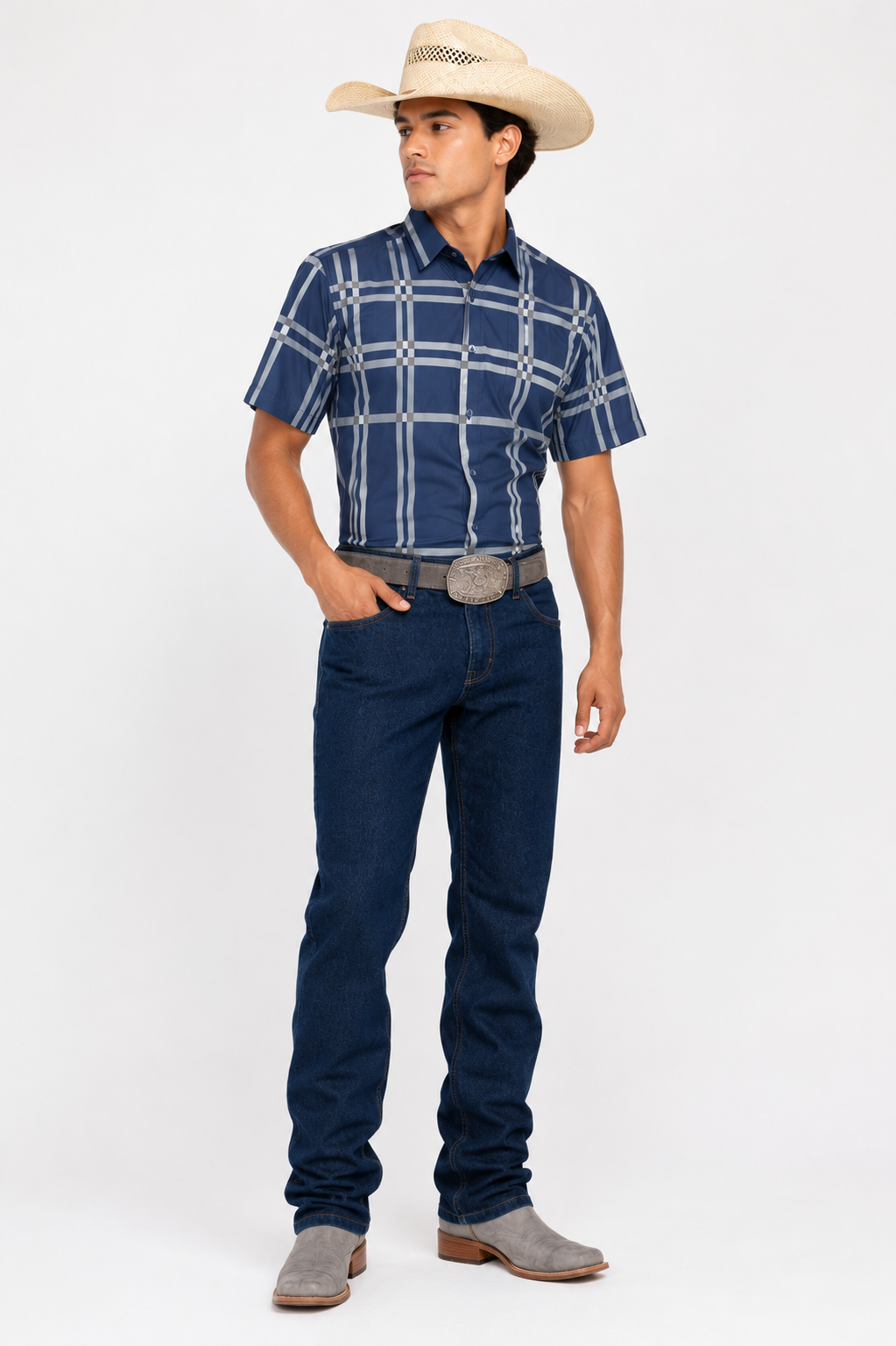 Men’s Moderno Short Sleeve Button Up “Navy Stripe”