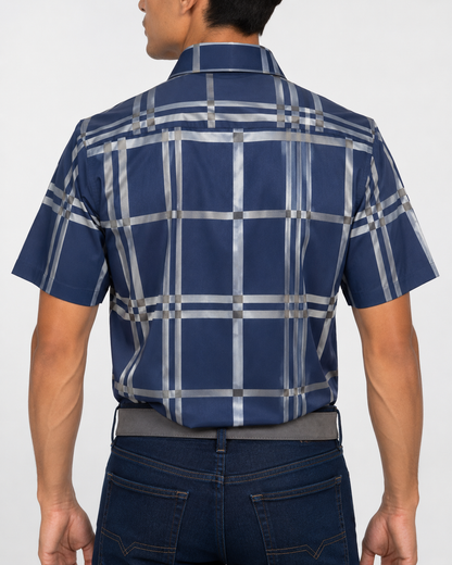 Men’s Moderno Short Sleeve Button Up “Navy Stripe”
