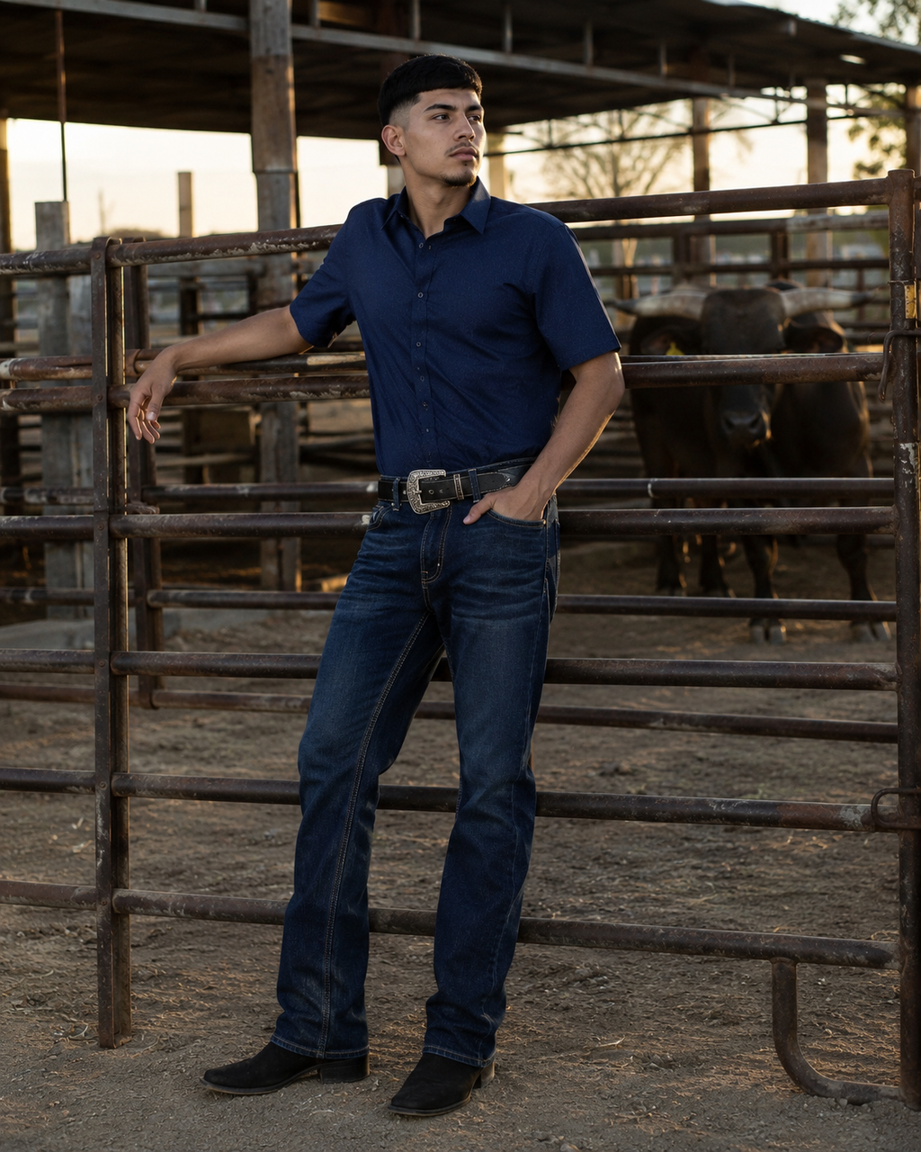Men’s Moderno Short Sleeve Button Up “Navy”