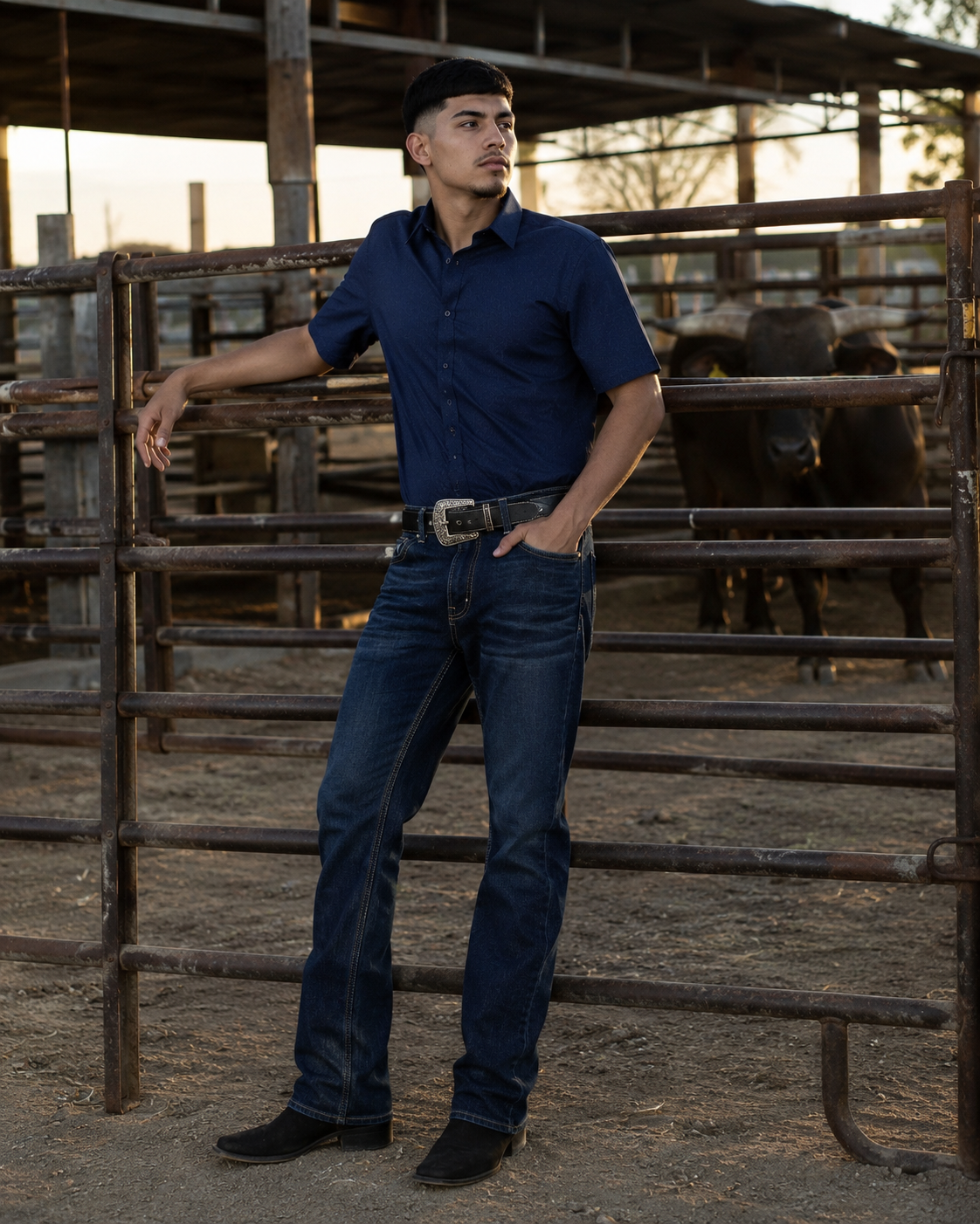 Men’s Moderno Short Sleeve Button Up “Navy”