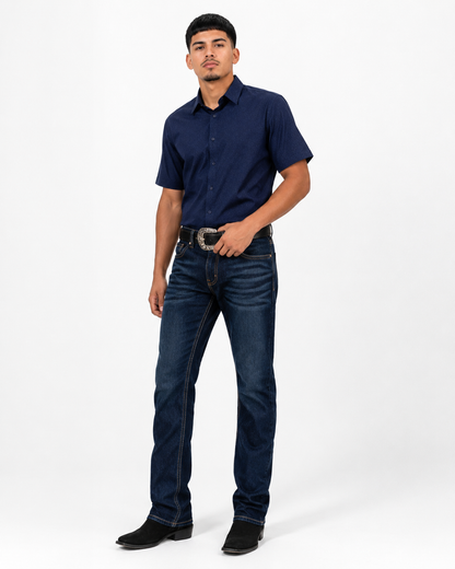 Men’s Moderno Short Sleeve Button Up “Navy”