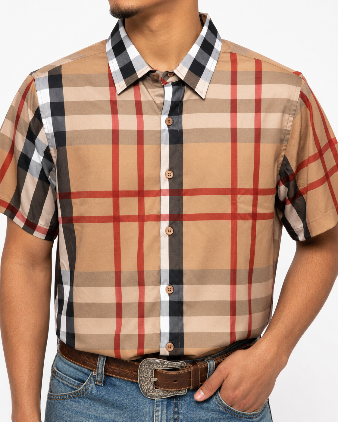 Men’s Modero Short Sleeve Button Up “Dark Khaki”