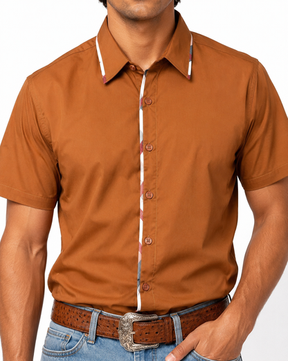 Men’s Moderno Short Sleeve Button Up “Burnt”