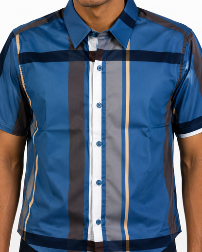 Men’s Moderno Short Sleeve Button Up “Blue Lagoon”