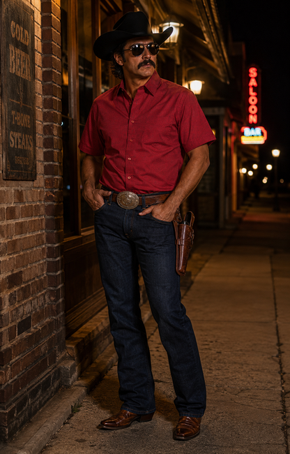 Men’s Moderno Short Sleeve Button Up “Blood Royal”