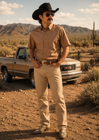 Men’s Moderno Short Sleeve Button Up “Brown”
