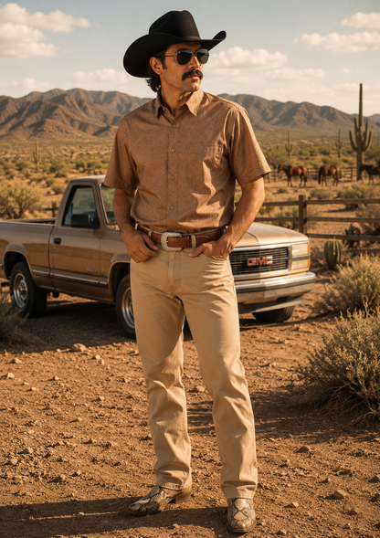 Men’s Moderno Short Sleeve Button Up “Brown”