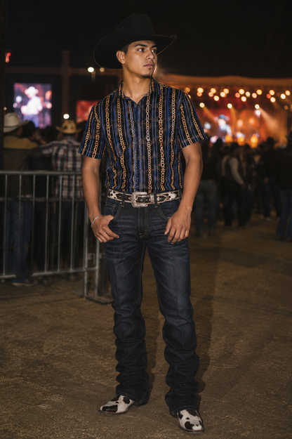 Men’s Moderno Short Sleeve Button Up “Suav Chain”