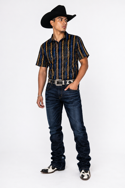 Men’s Moderno Short Sleeve Button Up “Suav Chain”