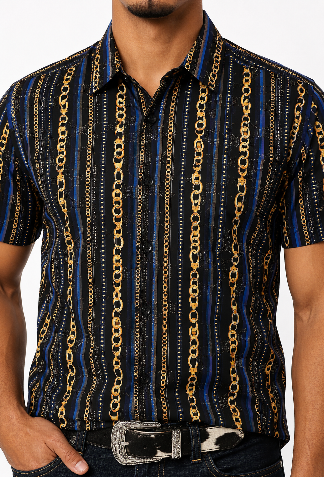 Men’s Moderno Short Sleeve Button Up “Suav Chain”