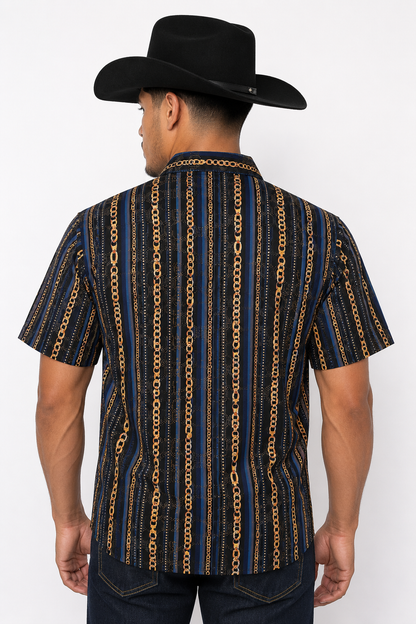 Men’s Moderno Short Sleeve Button Up “Suav Chain”