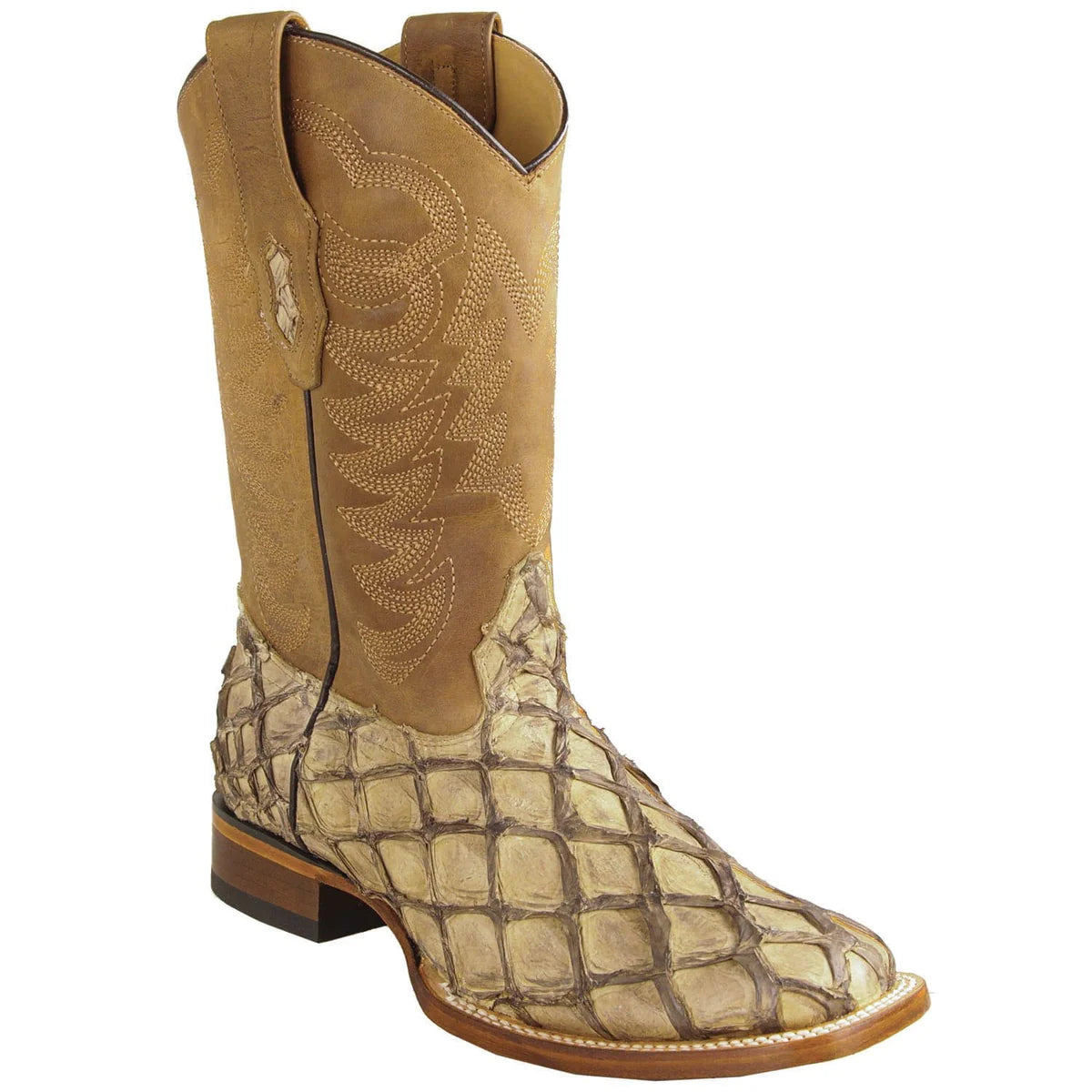 Los Altos Pirarucu Fish Square Toe Boots Light Tabacco”