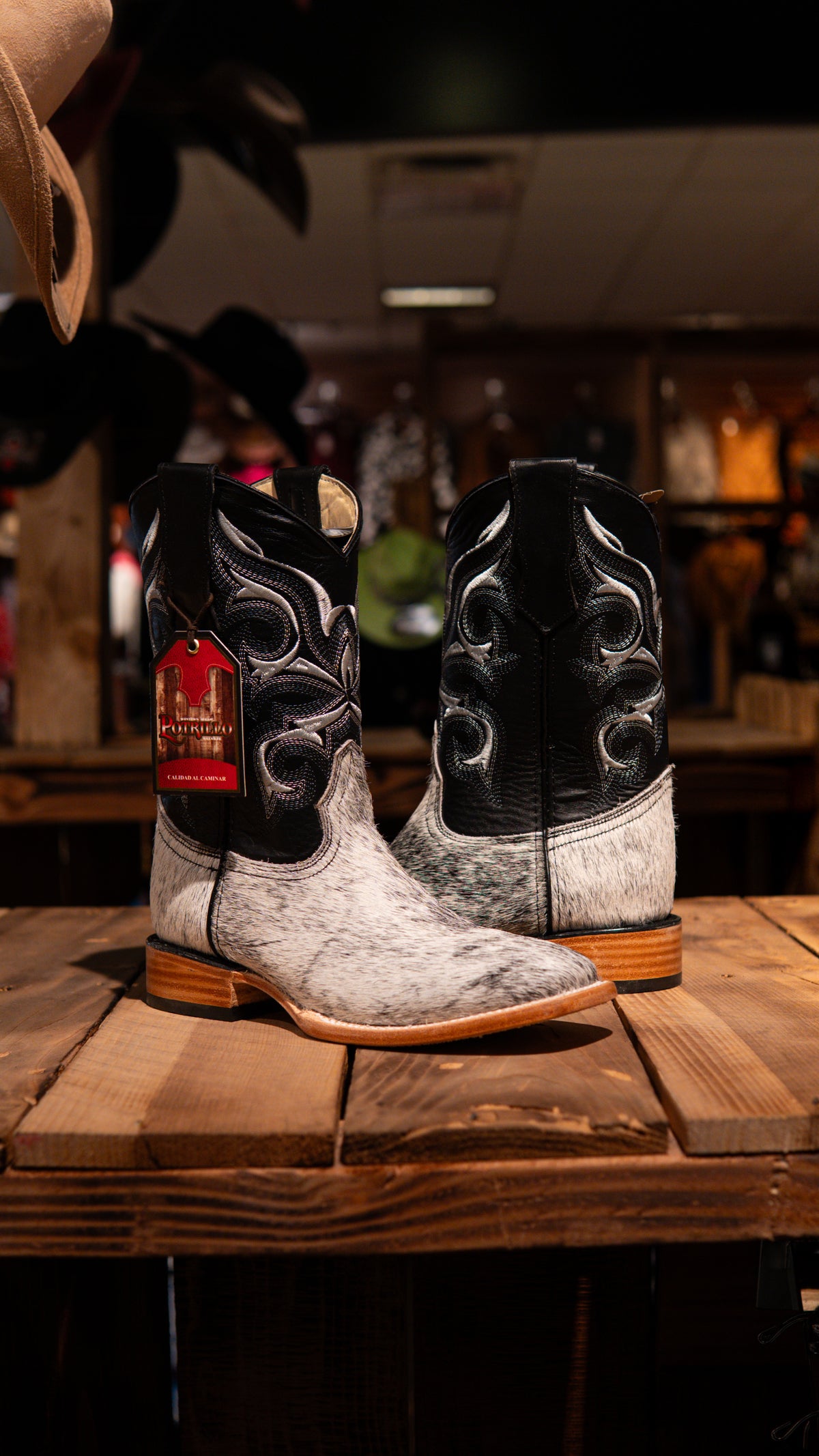 Men’s Cowhide Boots Square Toe Boots Potrillo