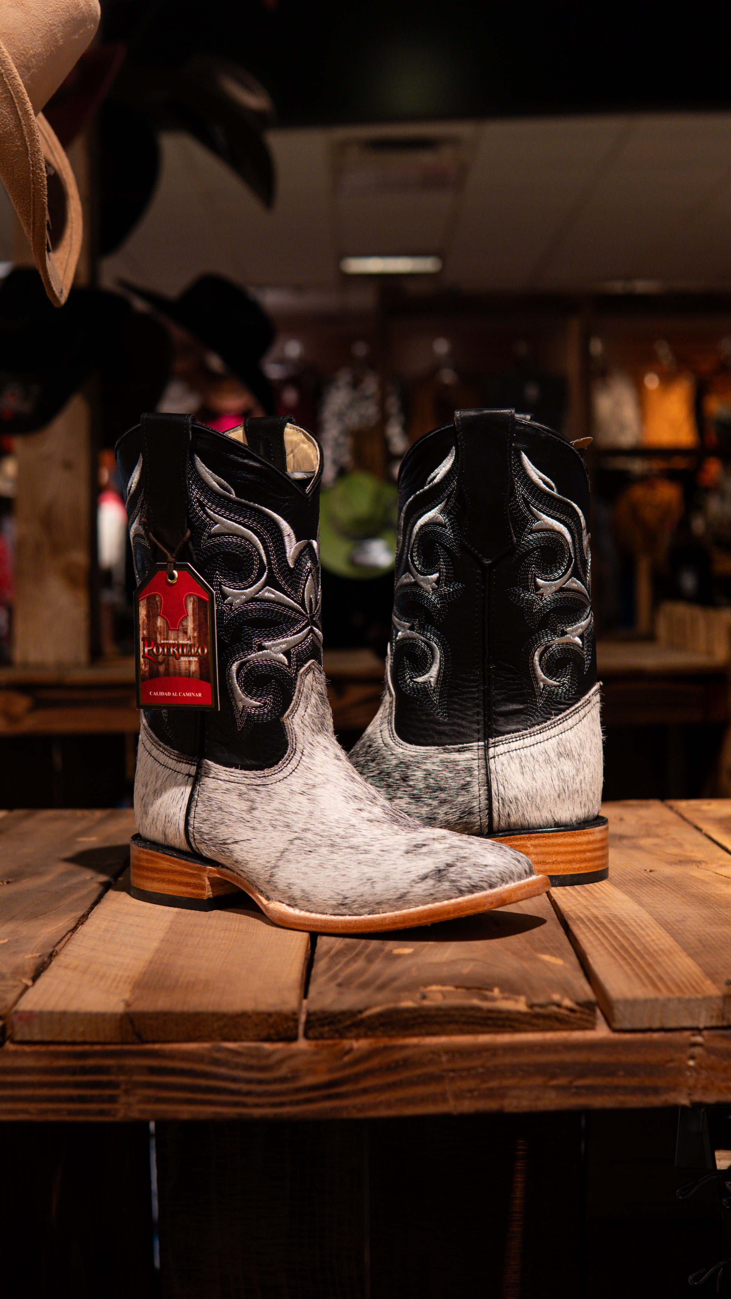 Men’s Cowhide Boots Square Toe Boots Potrillo