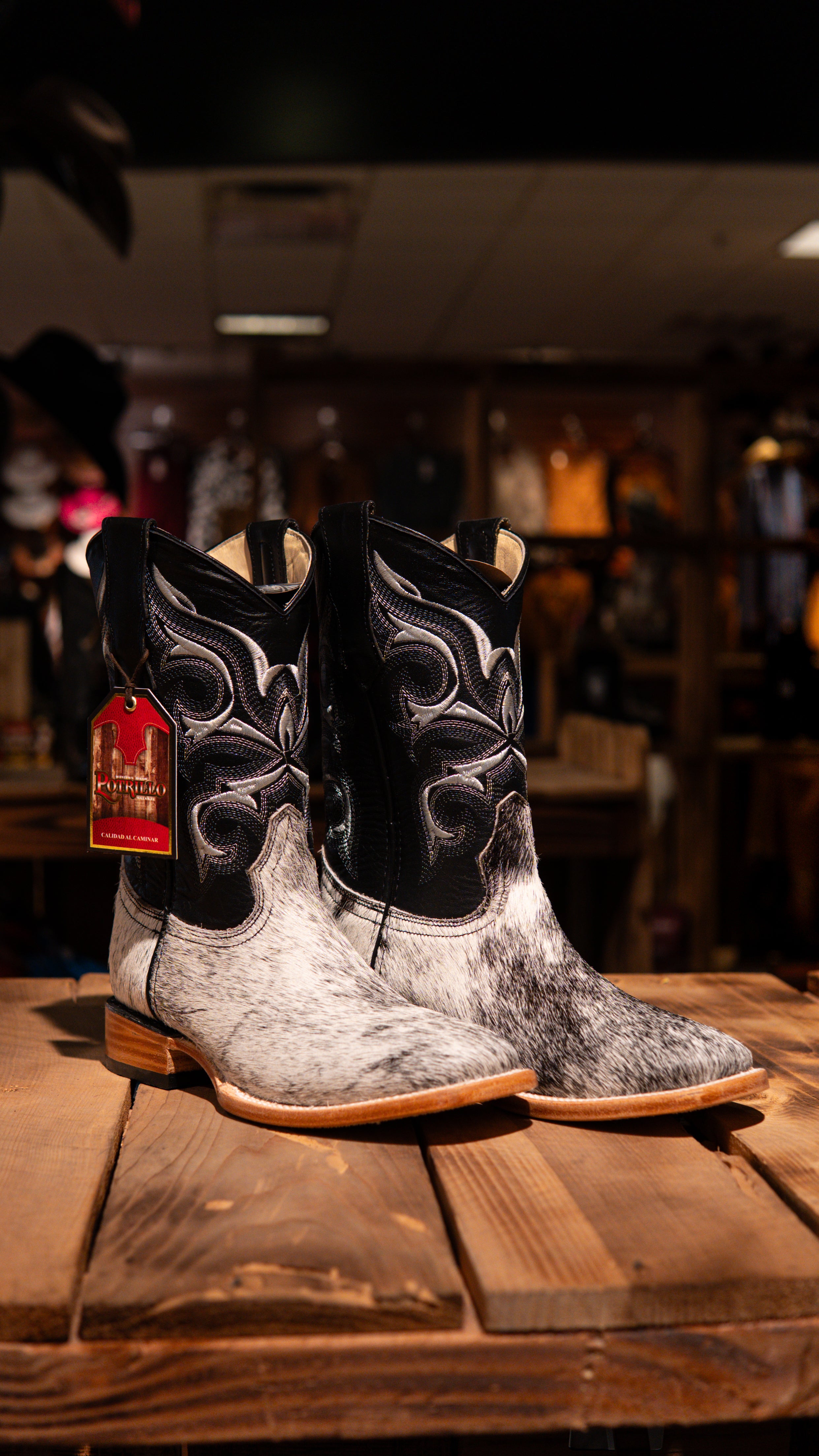 Men’s Cowhide Boots Square Toe Boots Potrillo