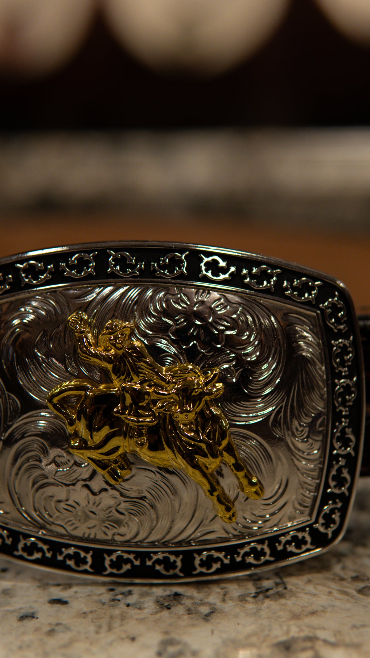 Roman Bull Rider Rounded Square Western Buckle