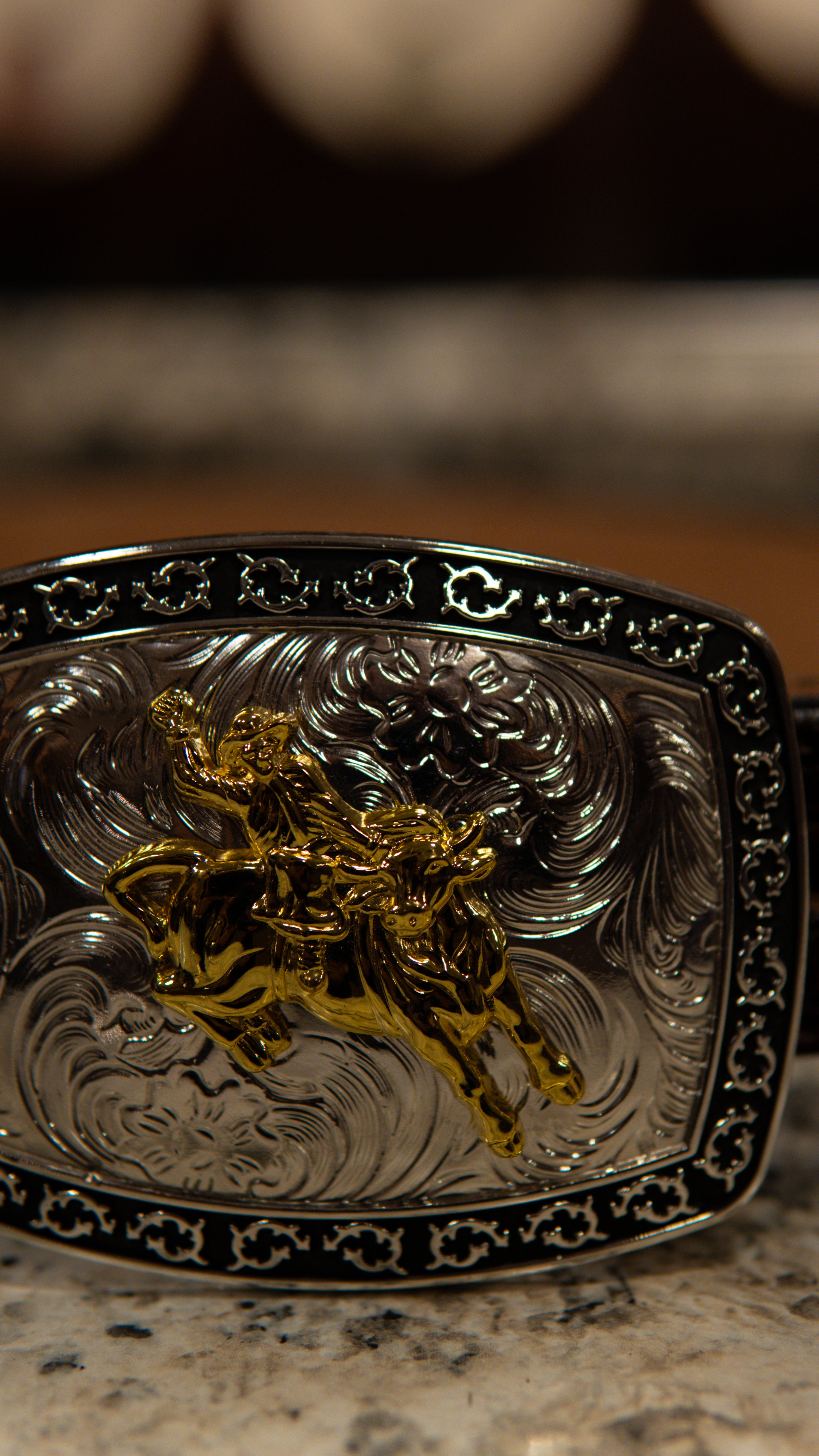 Roman Bull Rider Rounded Square Western Buckle