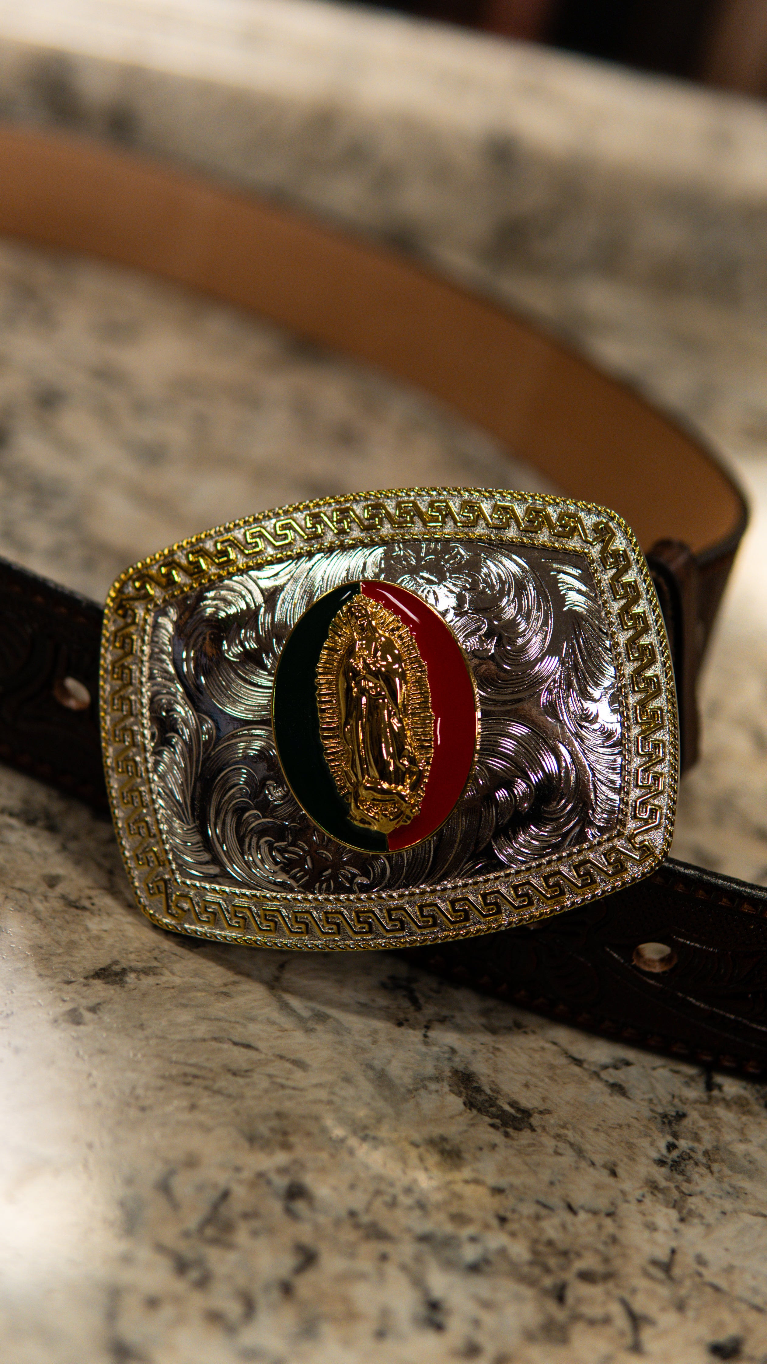 Virgin Mary Golden Hyro Western Buckle