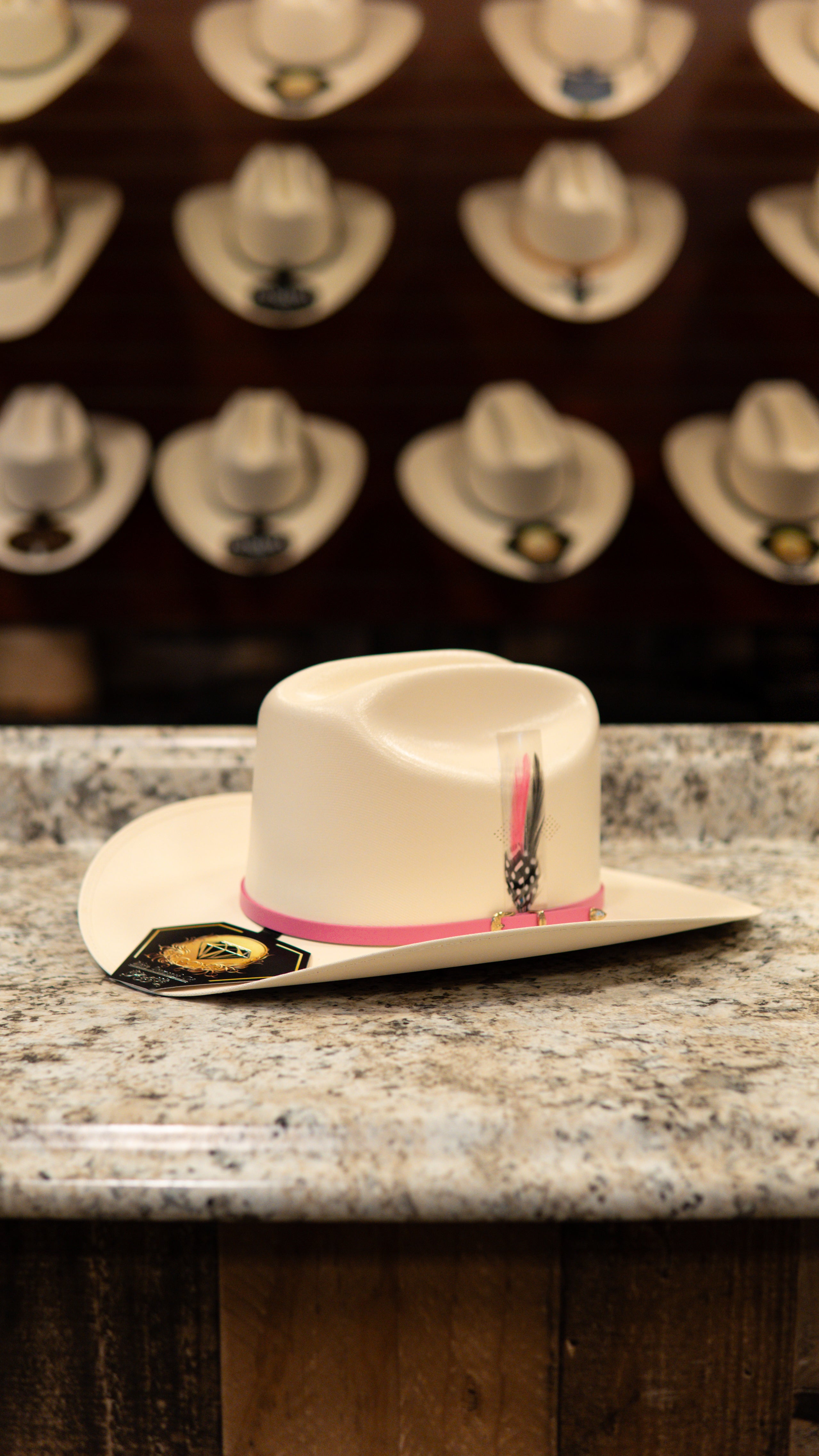 White Diamond Pink Edition Virgin Mary Sombrero Straw