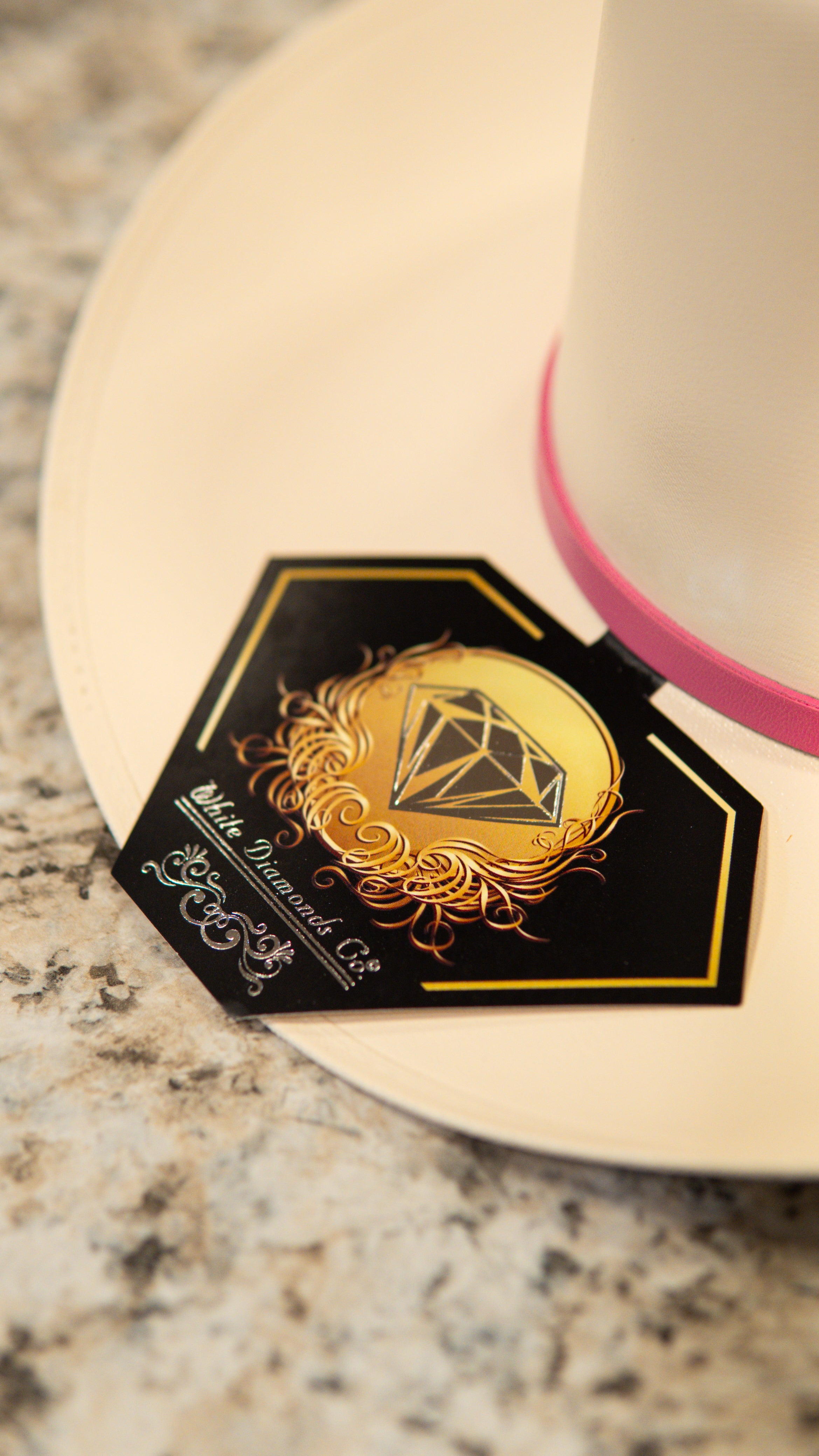 White Diamond Pink Edition Virgin Mary Sombrero Straw