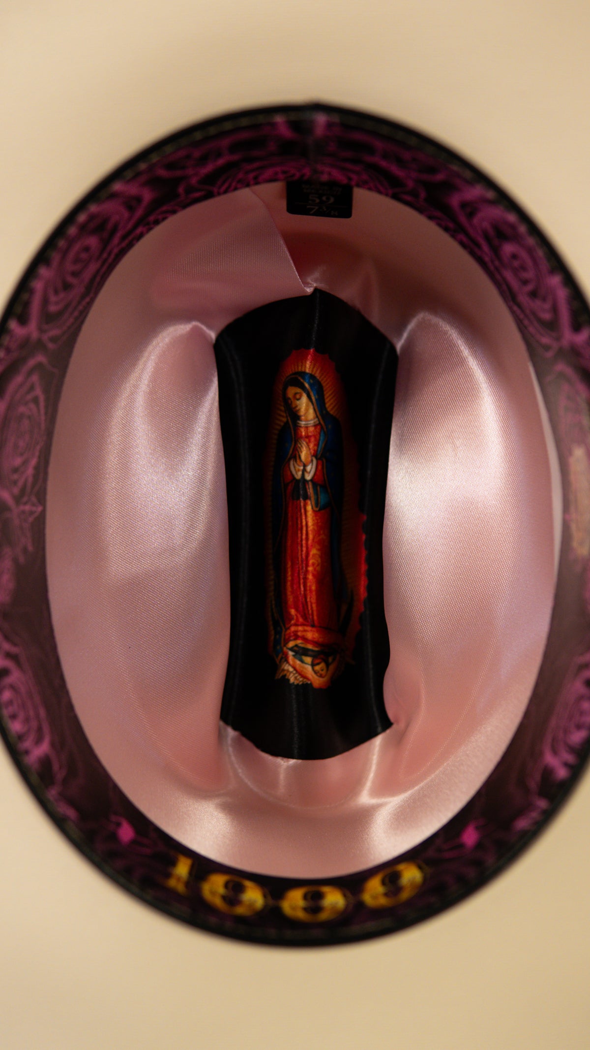 White Diamond Pink Edition Virgin Mary Sombrero Straw