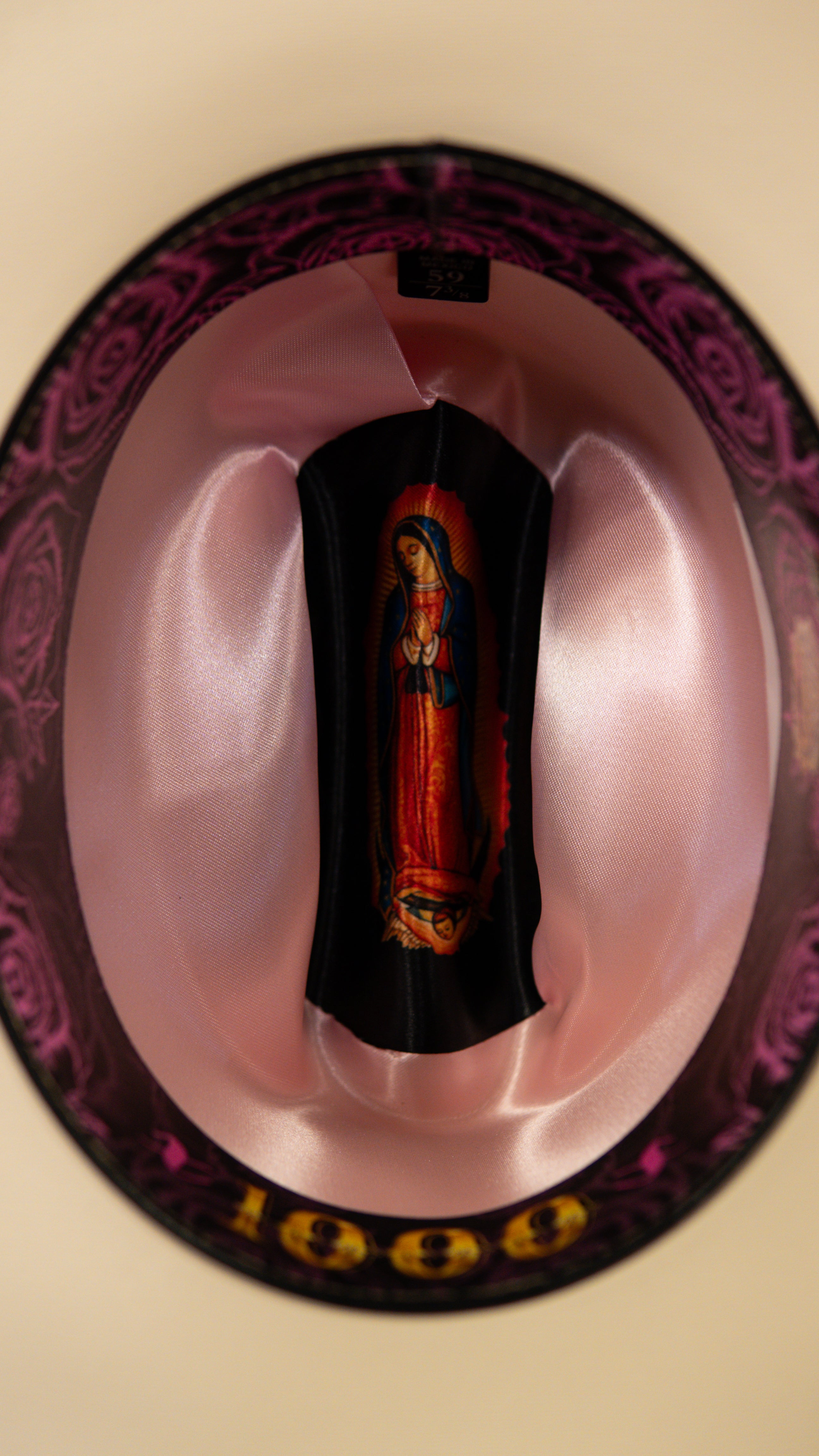 White Diamond Pink Edition Virgin Mary Sombrero Straw