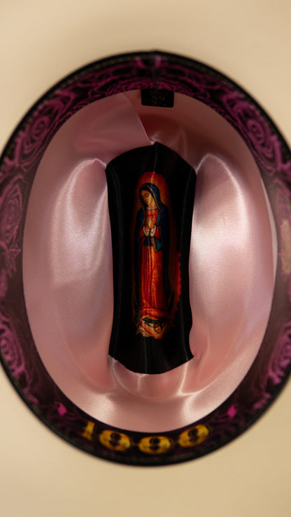 White Diamond Pink Edition Virgin Mary Sombrero Straw