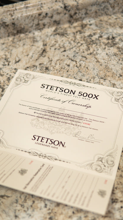 Stetson 500X “El Amo” Legendary Black Beaver Felt Hat Tejana