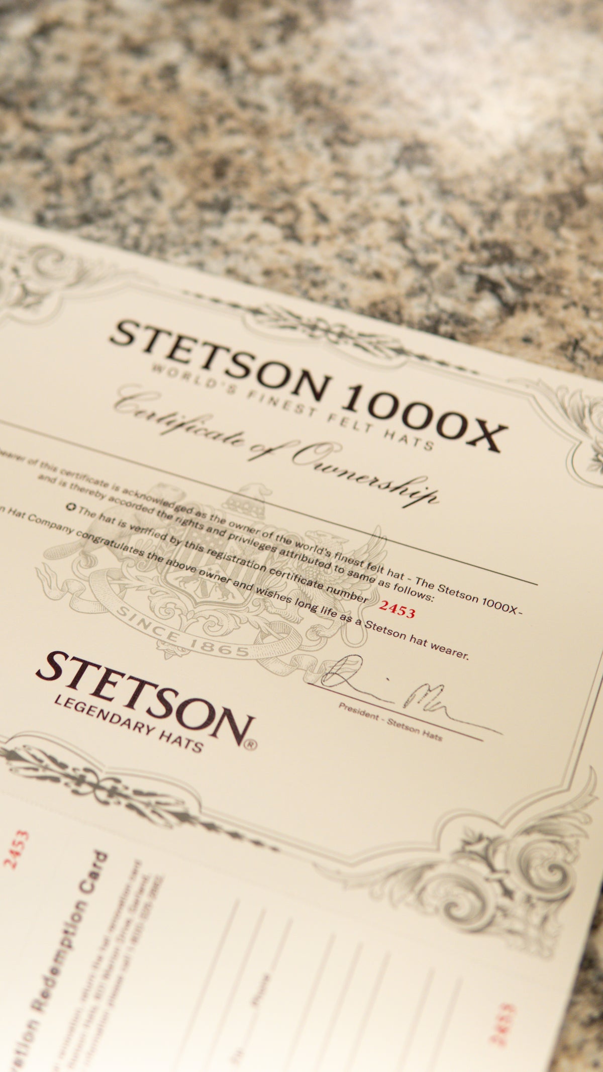 Stetson 1,000X “El Diamanté” Legendary Black Beaver Felt Hat