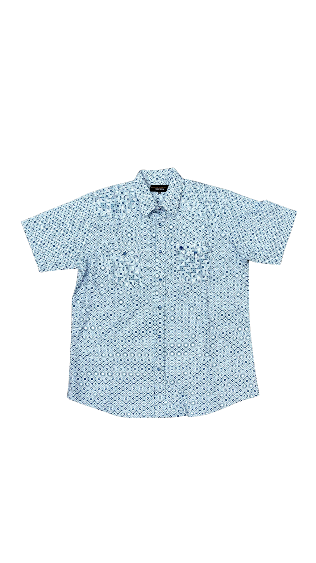 Men’s Printed Short Sleeve Button Up - Blue