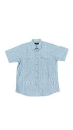 Men’s Printed Short Sleeve Button Up - Blue