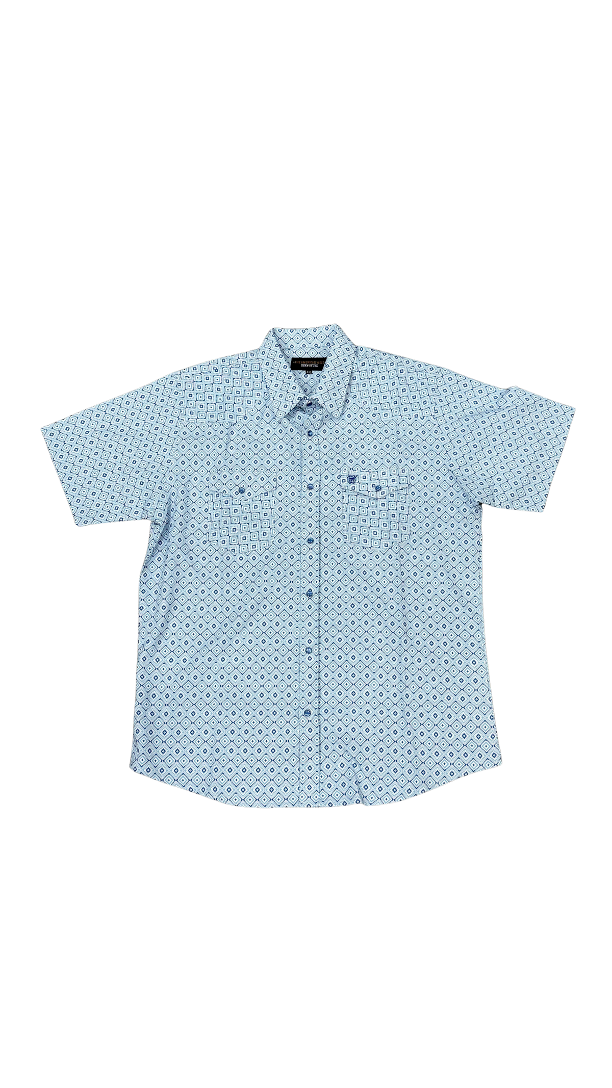 Men’s Printed Short Sleeve Button Up - Blue