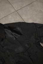 Men’s Long Sleeve Button Up - Silky Striped Black