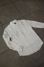 Men’s Long Sleve Button Up - Silky Striped White
