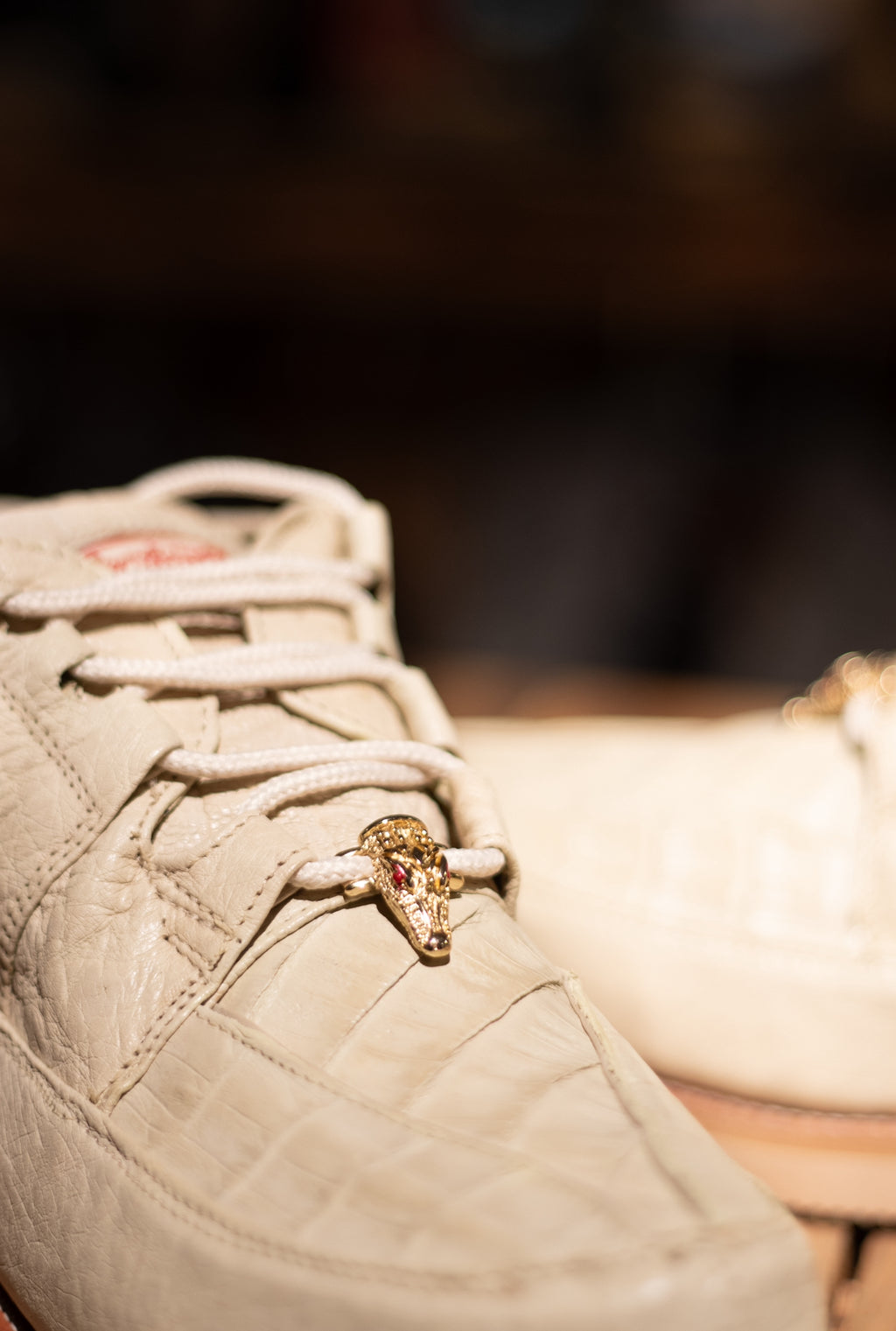 Caiman Ostrich “Winter White” Exotic Shoes